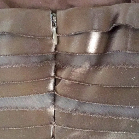 Satin Iridescent Feather Sheath Dress - Picture 3 of 9